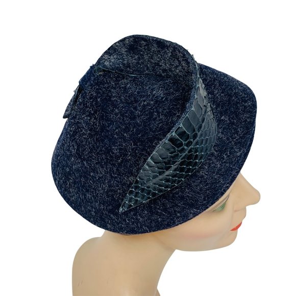 Vintage 1950s Navy Wool Architectural Cap Colby Hat main image 16